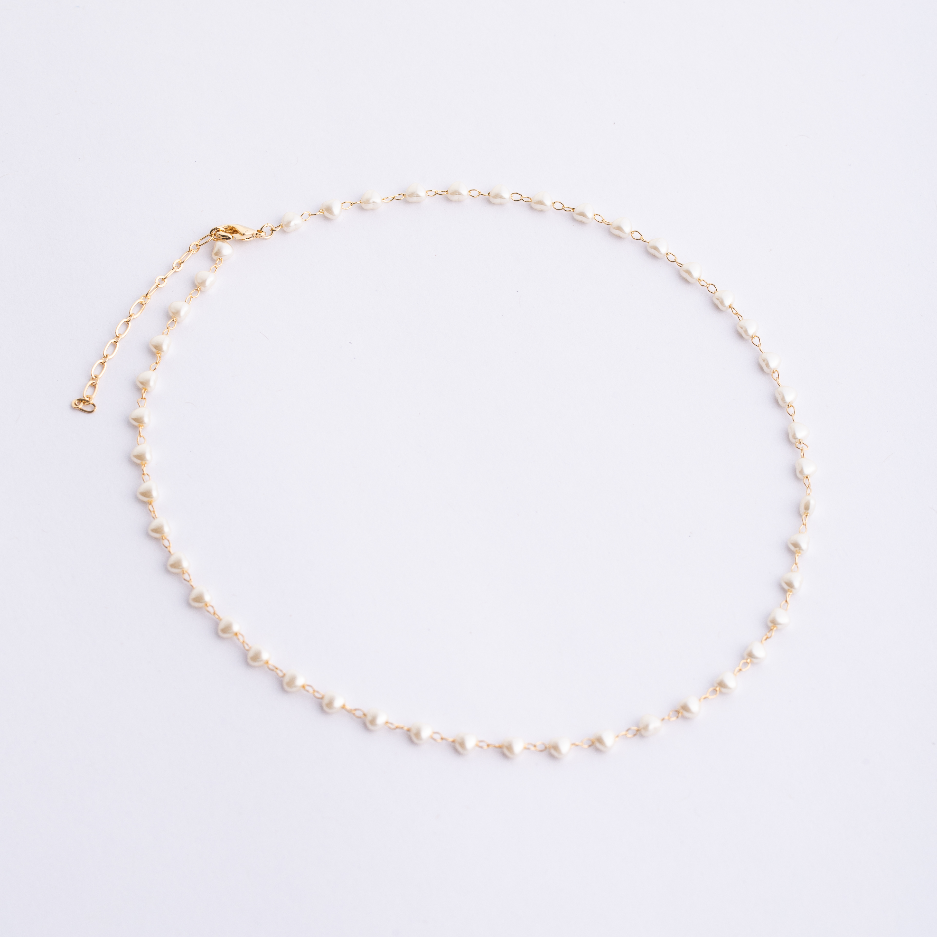 19083 Heart-Shaped Pearl Chain Necklace 16"